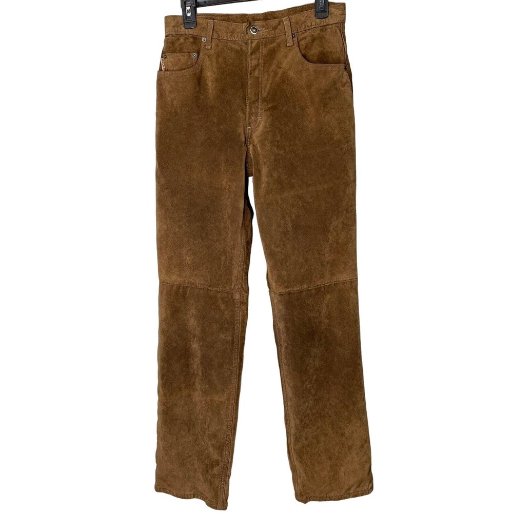 Skotts Washable Suede Pants Womens 8 Brown Vintage Lined Straight Leg Leather